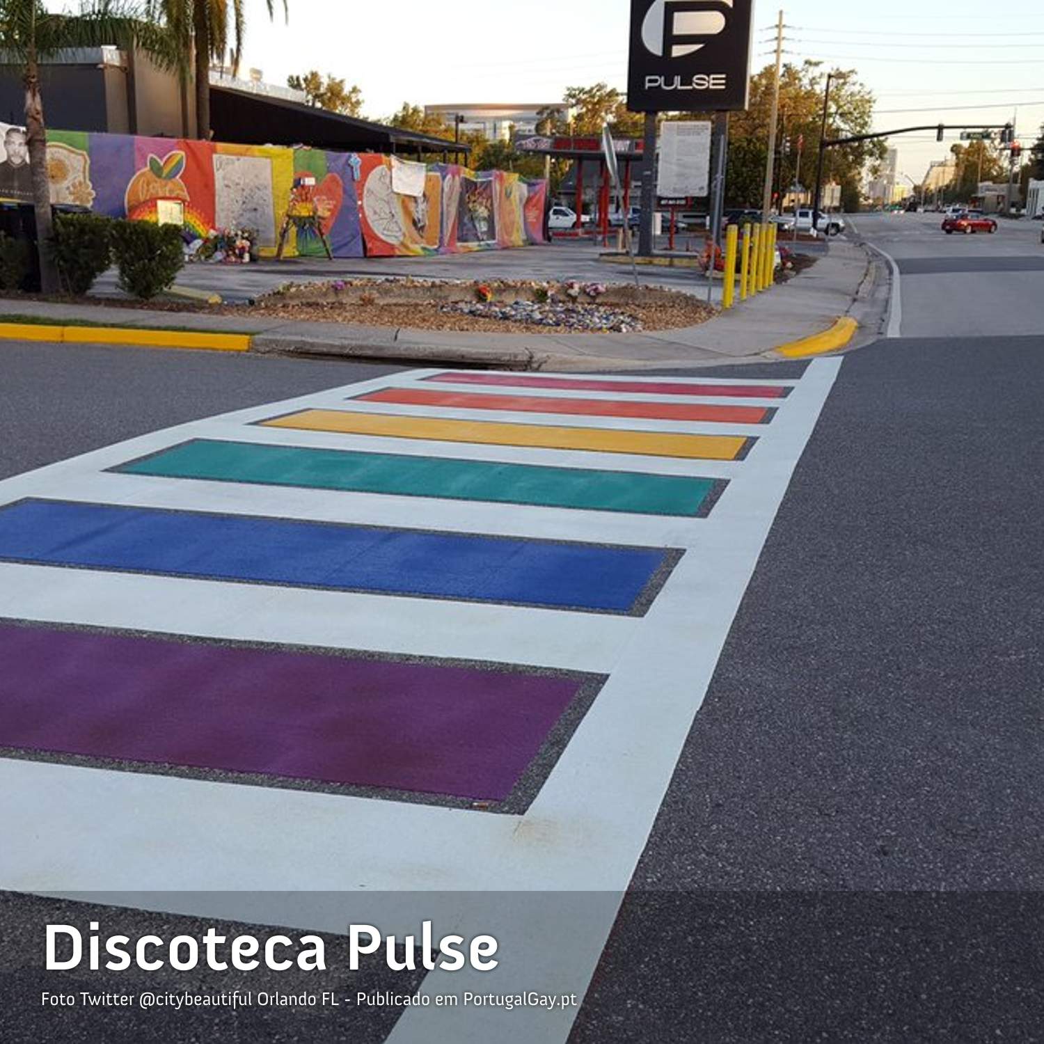 EUA: Orlando com passadeira arco-ris junto  antiga discoteca Pulse